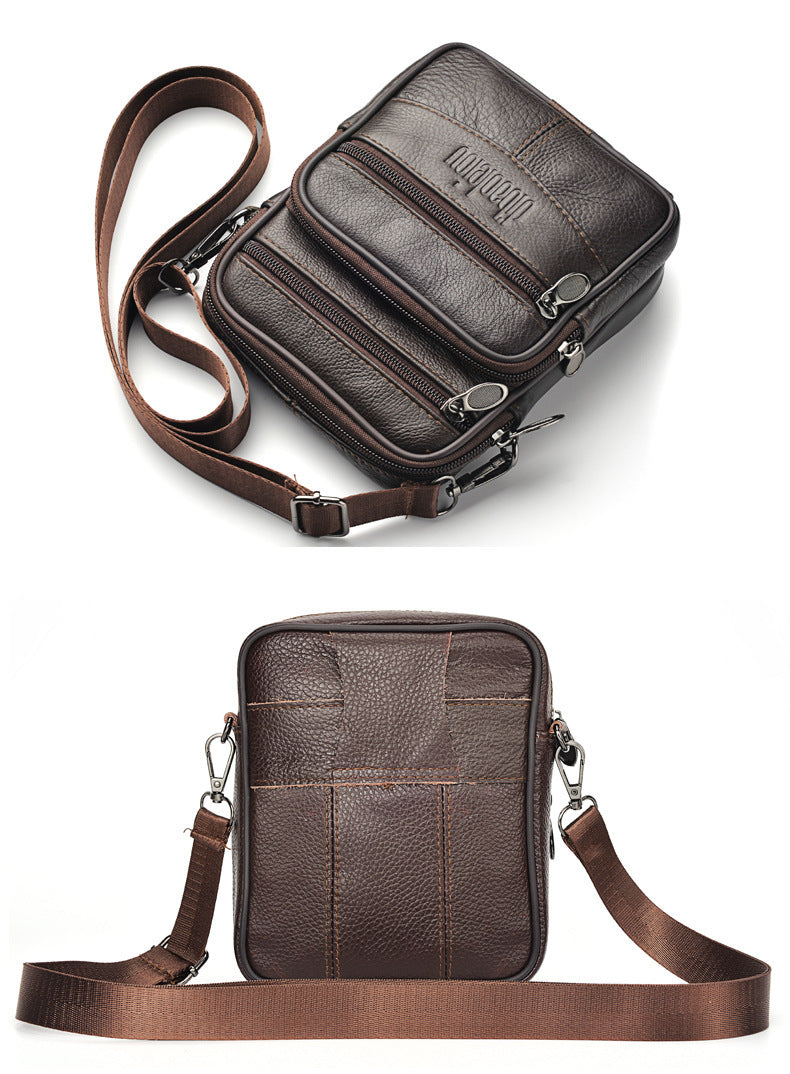 Men's New Genuine Leather Crossbody Bag Vertical Trendy Multifunctional Shoulder Bag Briefcase Casual Travel Messenger Bag