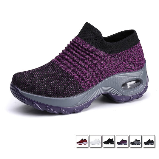 Women's Air Cushion Sole Sock Sneakers, Lightweight Knit Slip On Shoes, Breathable Running Shoes