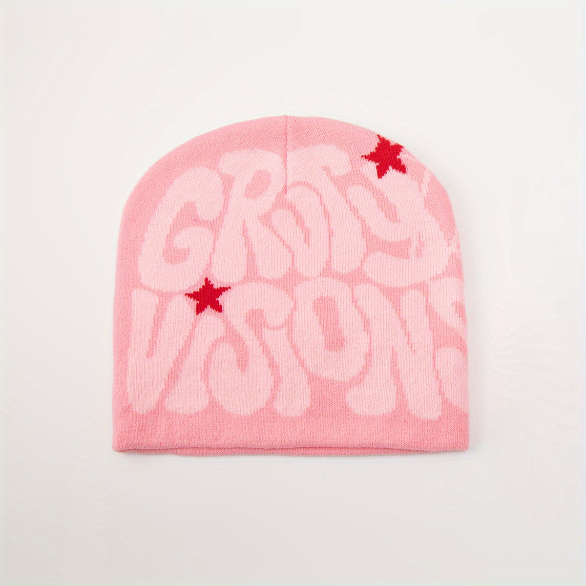 1pc Men's Funky "GRU VISION" Spider Web Knit Beanie - 100% Acrylic, Trendy Letter & Star Design in Multiple Colors, Soft & Stretchy Fabric for Casual Attire