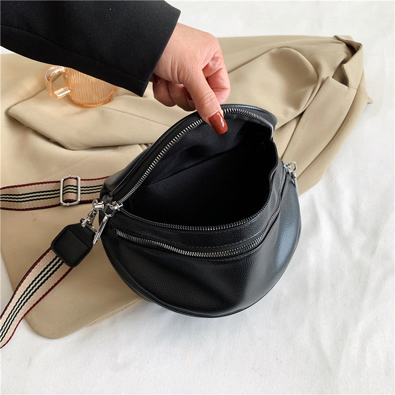 Elegant Convertible Faux Leather Bag: Chic Fanny Pack/Crossbody with Secure Zip & Adjustable Wide Strap for Stylish Women