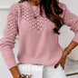 Solid Color Crew Neck Sweater, Casual Long Sleeve Sweater for Fall & Winter, Women's Clothing