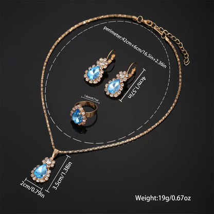 Elegant Rhinestone Quartz Women's Watch & Chic 4pc Jewelry Set - Shock-Resistant, Japanese Movement, Perfect Gift