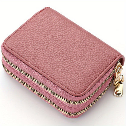 Stylish Womens Double Zipper Wallet - Compact Short Card Holder with Large Capacity, Practical Coin Purse for Everyday Use