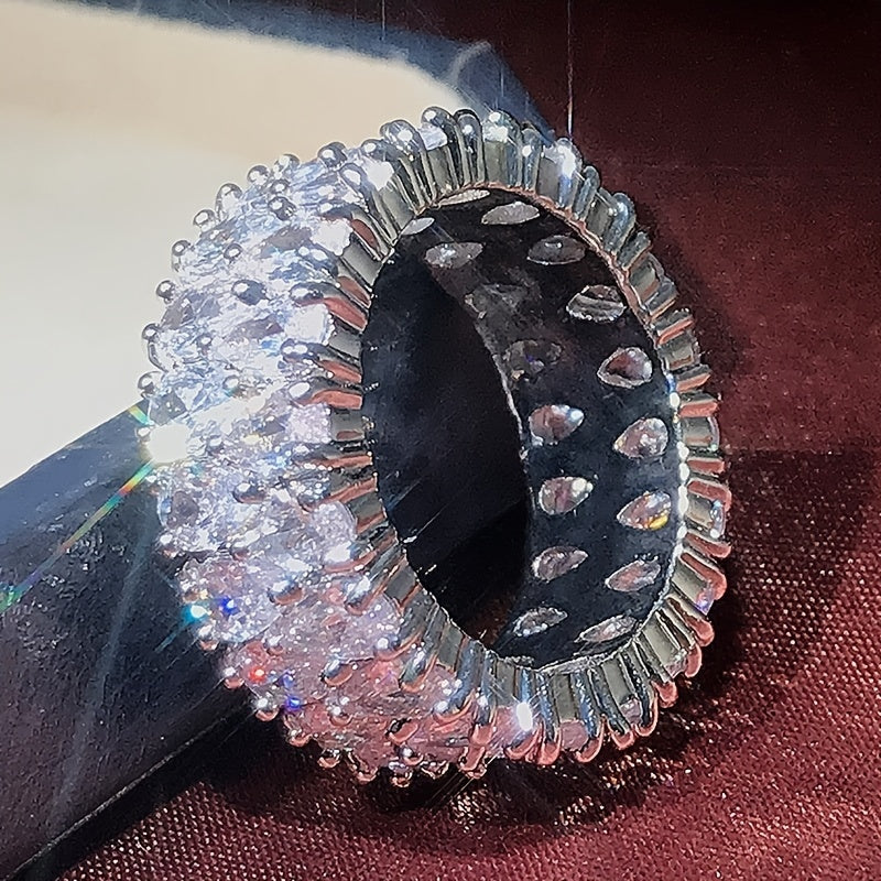 Luxurious And High-end Double-row Water Drop-shaped Zirconia Ring