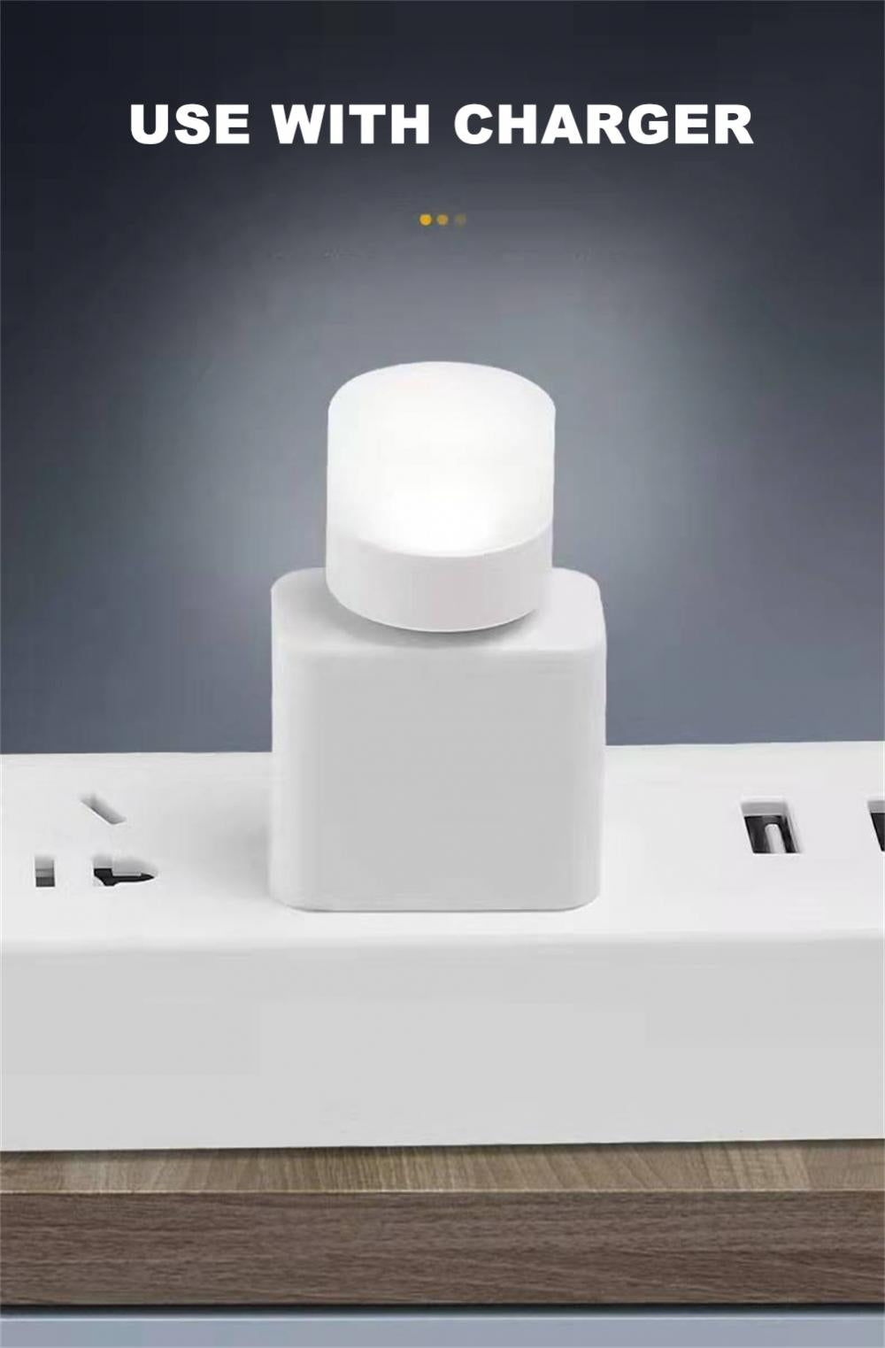 1pc Wireless Led Night Light With Usb Socket Mobile Power Charging Small Round Book Lamp Eye Protection Book Reading Bedroom Light