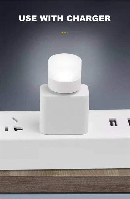 1pc Wireless Led Night Light With Usb Socket Mobile Power Charging Small Round Book Lamp Eye Protection Book Reading Bedroom Light