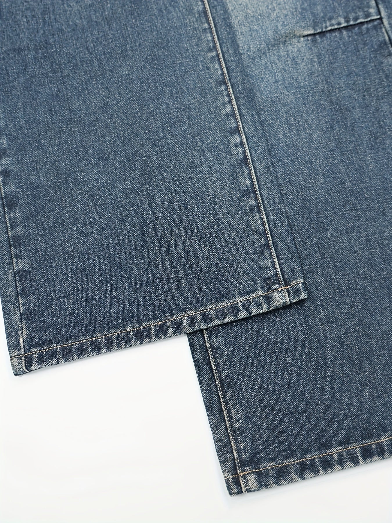 Men's Casual Wide Leg Jeans, Street Style Loose Fit Distressed Denim Pants