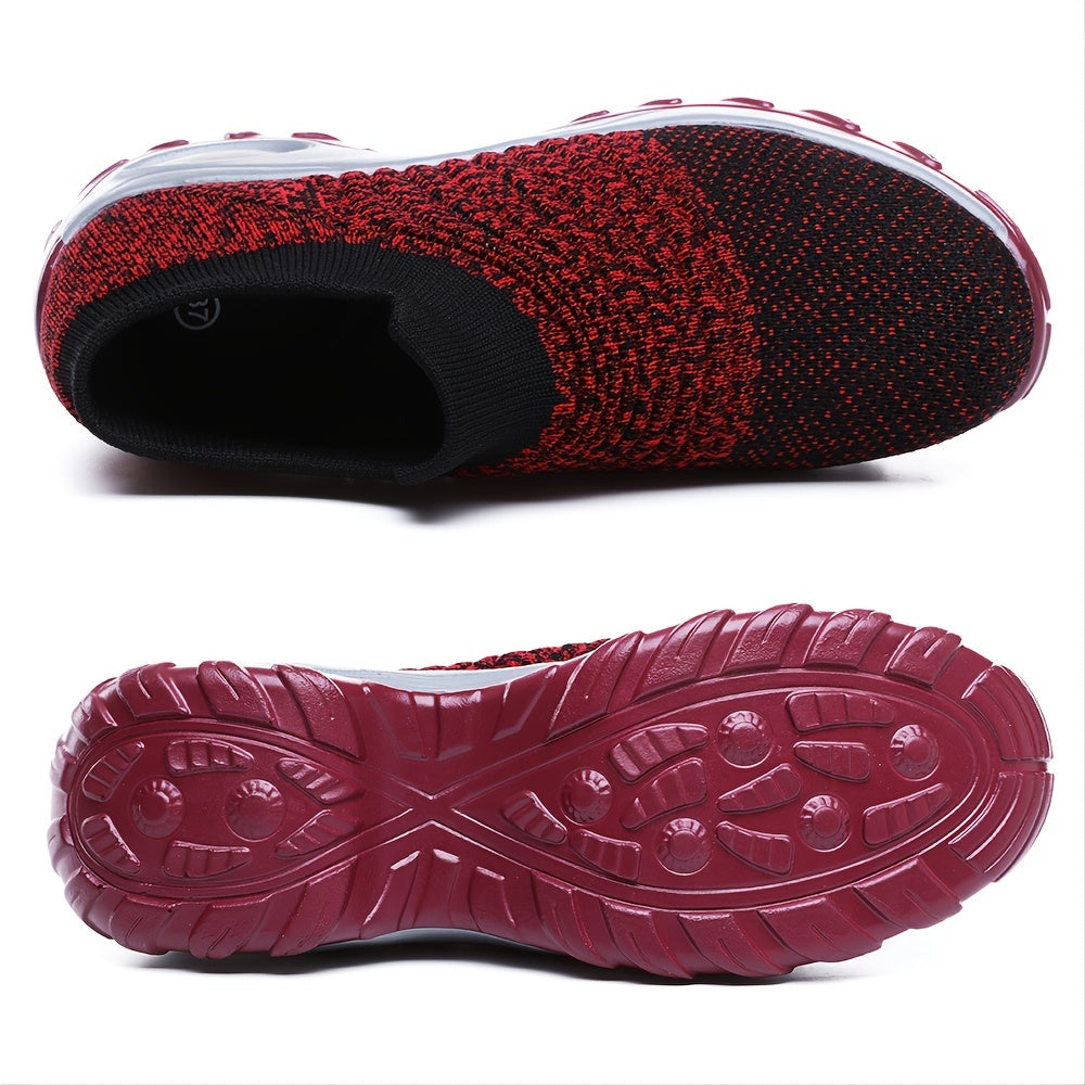 Women's Air Cushion Sole Sock Sneakers, Lightweight Knit Slip On Shoes, Breathable Running Shoes