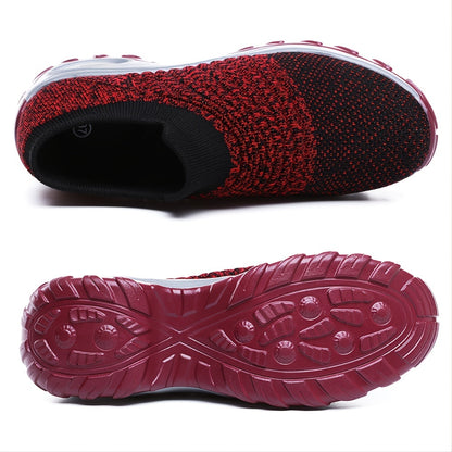 Women's Air Cushion Sole Sock Sneakers, Lightweight Knit Slip On Shoes, Breathable Running Shoes