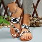Women's Cow Pattern Slide Sandals - Casual Loop Toe Flat Summer Shoes, Lightweight & Comfortable - For Women - Perfect for Summer Beach & Casual Wear - Ideal Gift for Cow Lovers