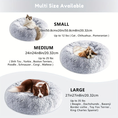 [Soft Donut Cat Bed Nest] Soft Warm Donut Cat Bed Nest, Calming Donut Cuddler Cat Bed, Comfortable And Washable Cat Cushion Nest With Non-slip Bottom Indoor Cats Christmas Gift