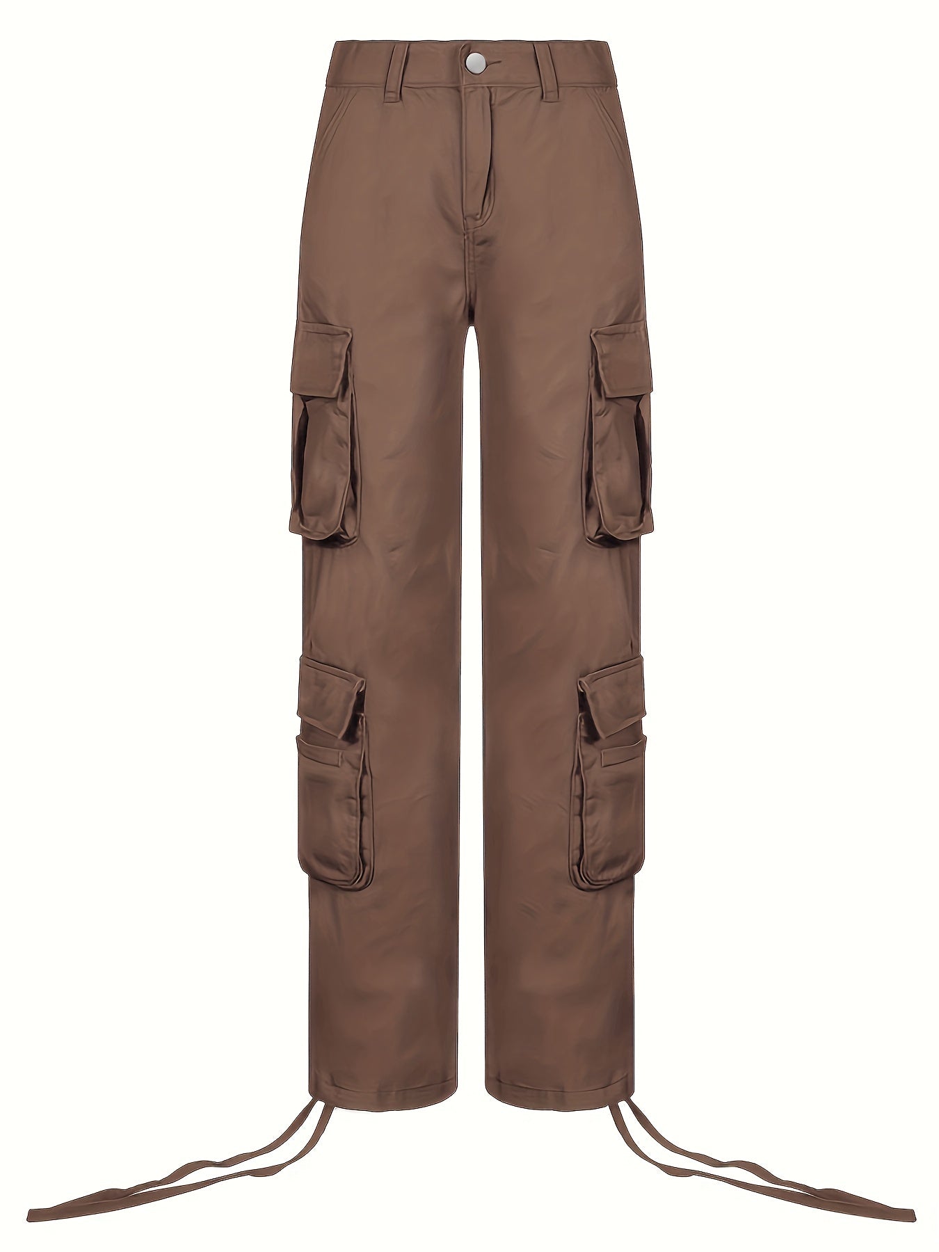 Black Flap Pockets Straight Jeans, Loose Fit Non-Stretch High Waist Cargo Pants, Y2K & Kpop Style, Women's Denim Jeans & Clothing