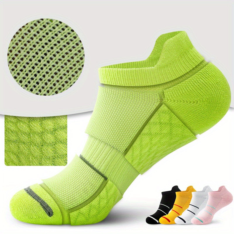 5pairs Men's Professional Sports Socks, Summer Thin Mesh Breathable Sweat-absorbing Anti-odor Ear Lifting Heel Guard Short Socks