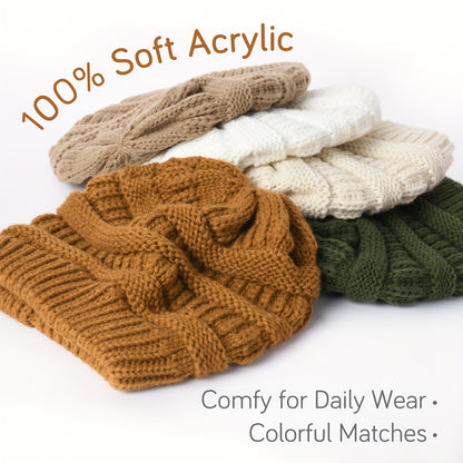 1pc Premium Winter Slouchy Beanie Hat - Soft Satin Lined, Chunky Cable Knit, Warm and Cozy, Ideal Gift for Men, Perfect for Cold Weather, Outdoor Activities, and Casual Daily Wear