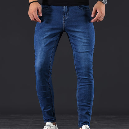 Mens Slim Fit Flex Denim Jeans - Ruggedly Distressed Streetwear with Comfortable Medium Stretch - Fashionable Casual Elegance