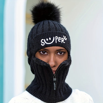 1pc one-piece Warm Knitted Hat with Fleece Lining for Men and Women - Perfect Gift for Winter