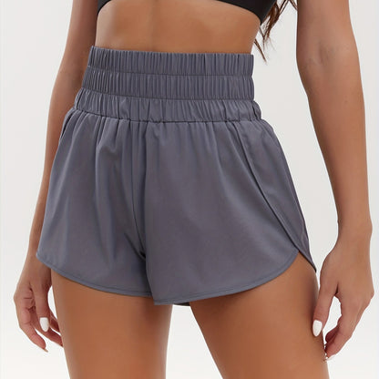 Solid Color Casual Sports Shorts, Elastic Waist Fitness Running Shorts, Women's Athleisure