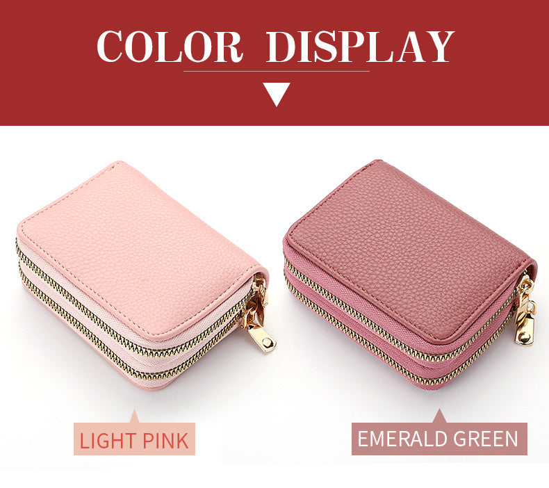 Stylish Womens Double Zipper Wallet - Compact Short Card Holder with Large Capacity, Practical Coin Purse for Everyday Use