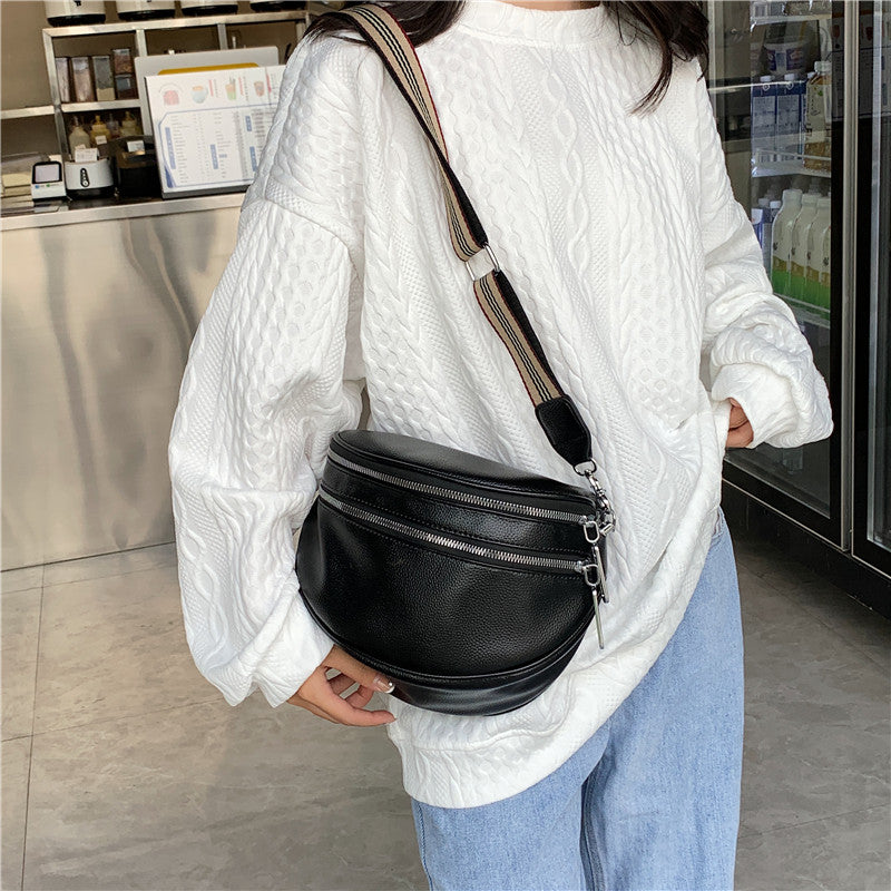 Elegant Convertible Faux Leather Bag: Chic Fanny Pack/Crossbody with Secure Zip & Adjustable Wide Strap for Stylish Women