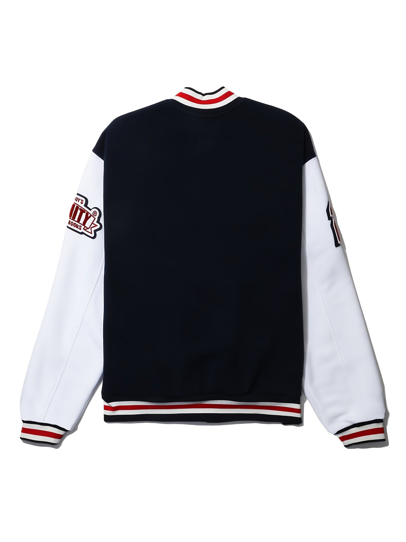 Mens Fashionable Letter Print Varsity Jacket - Color Block Button Up for Spring/Fall - Casual Style Perfect for School or Baseball