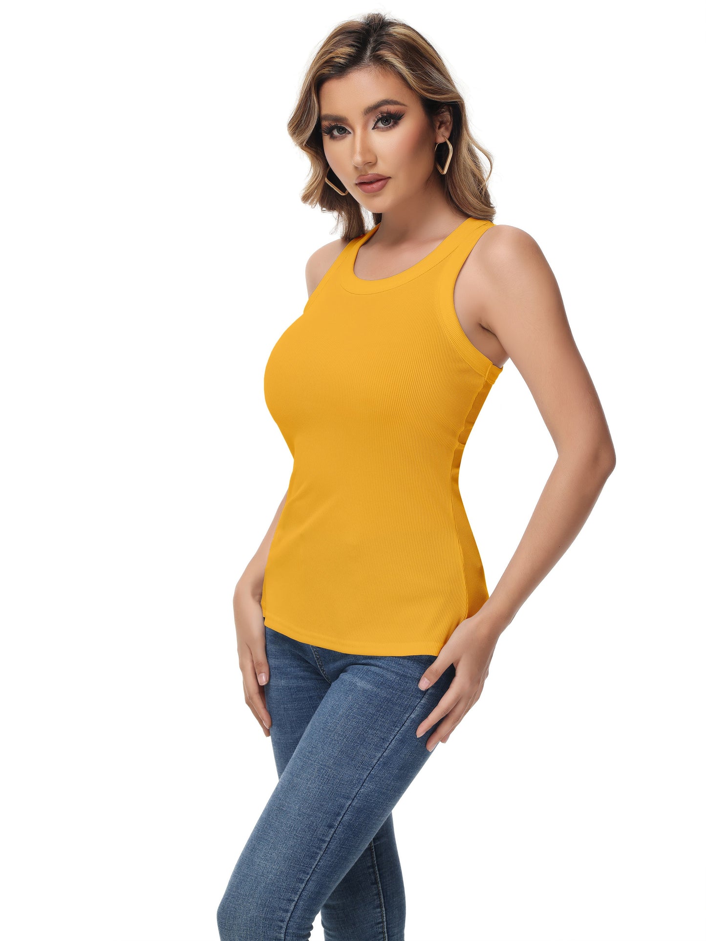 Women Sleeveless Sports Tank Top, Workout Casual Rib Basic Slim Fit Sports Tank Top, Women's Activewear for Koningsdag/King's Day