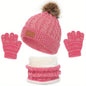 3pcs/set Winter Children's Warm Plus Velvet Scarf Baby Knitted Hat Hat Gloves For 2-8 Years