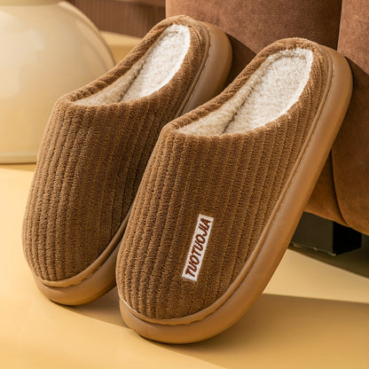 Warm & Cozy Striped Slippers: Soft, Fluffy Indoor Comfort with Non-Slip Grip for Winter