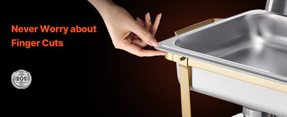 SucceBuy Lot de 4 buffet à réchaud de 8 Qt, chafer en acier inoxydable avec 2 poêles pleine taille et 4 demi-taille, serveur chauffant pour restauration