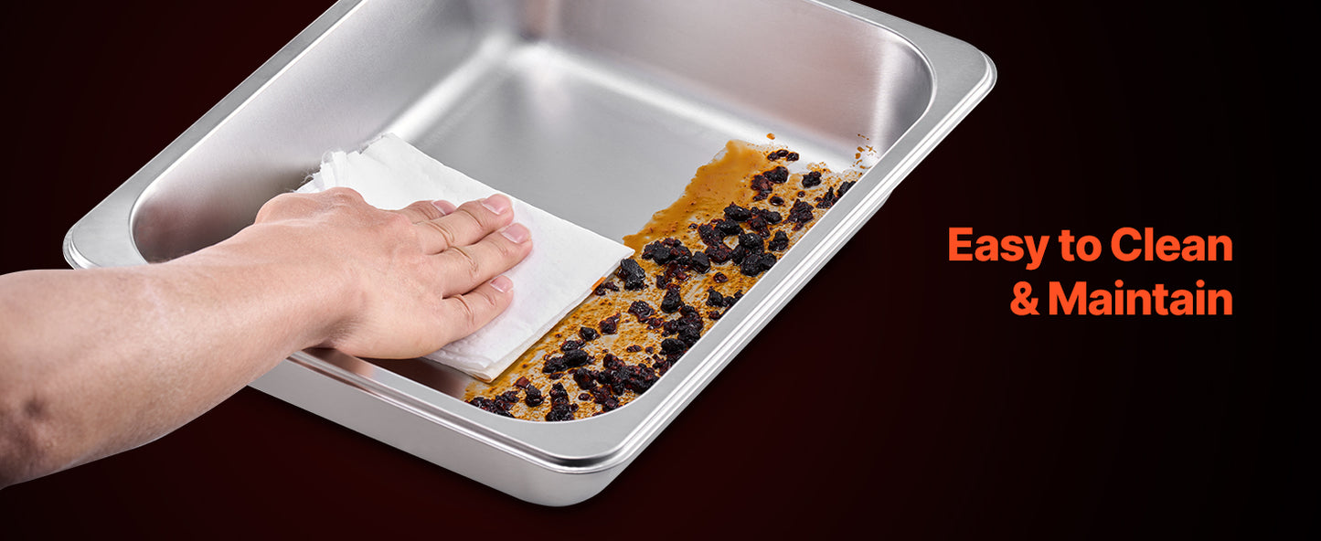 SucceBuy Lot de 4 buffet à réchaud de 8 Qt, chafer en acier inoxydable avec 2 poêles pleine taille et 4 demi-taille, serveur chauffant pour restauration