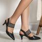 Women's Crocodile Pattern Slingback Pumps, Trendy Pointed Toe Faux Leather Solid Color Heels, Elegant & Versatile Shoes