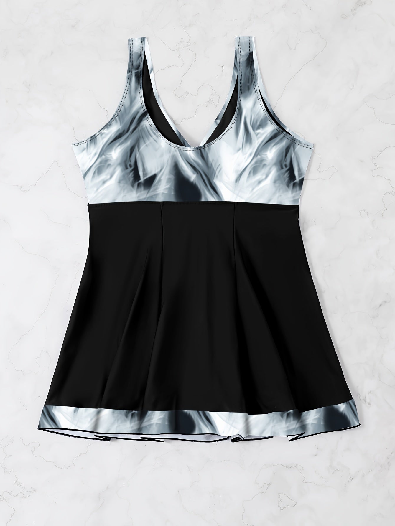 Plus Size Womens Vibrant Floral Print Tie Front V Neck One Piece Swimsuit - High Stretch, Comfortable, Vacation Essential - Polyester Knit Fabric, Random Printing, No Sheer