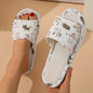 Adorable Cartoon Cat Print Flat Slippers - Slip-On Open-Toe Non-Slip Lightweight Casual Slides Shoes for Home Comfort - Comfy, Breathable, and Soft Cartoon Character Design
