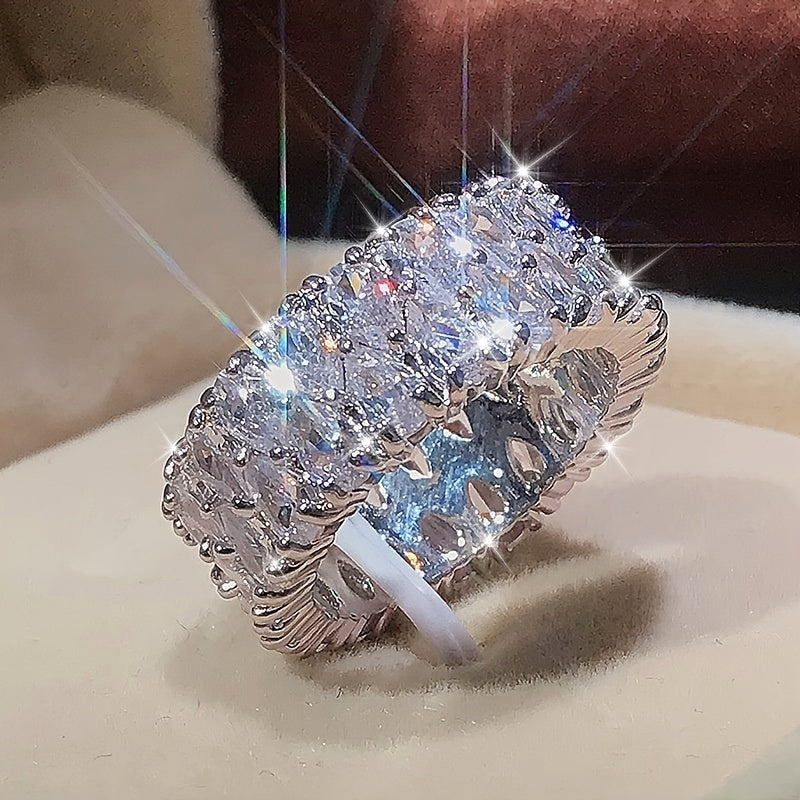 Luxurious And High-end Double-row Water Drop-shaped Zirconia Ring
