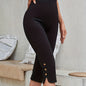 High-Waisted Skinny Button-Detail Capri Leggings for Women