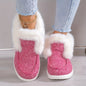 Women's Solid Color Shoes, Slip On Round Toe High-top Velvet Warm Fluffy Soft Sheos, Outdoor Comfy Fuzzy Shoes