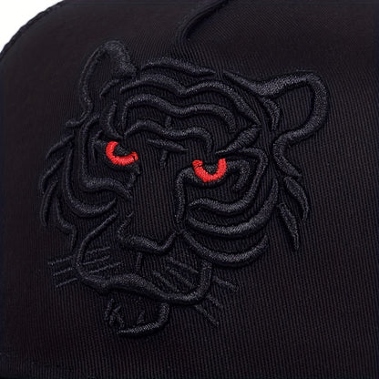 Tiger Embroidery Unisex Baseball Cap Solid Color Mesh Breathable Trucker Hat Adjustable Sports Sun Hats For Women & Men