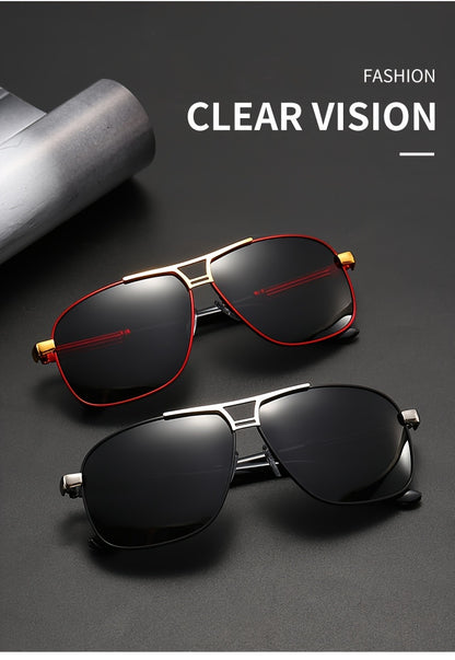 2pcs Retro-Style Men's Glasses With Polarized Lenses, PC Frame, Perfect For Outdoor Activities, Business, Travel, And Everyday Wear