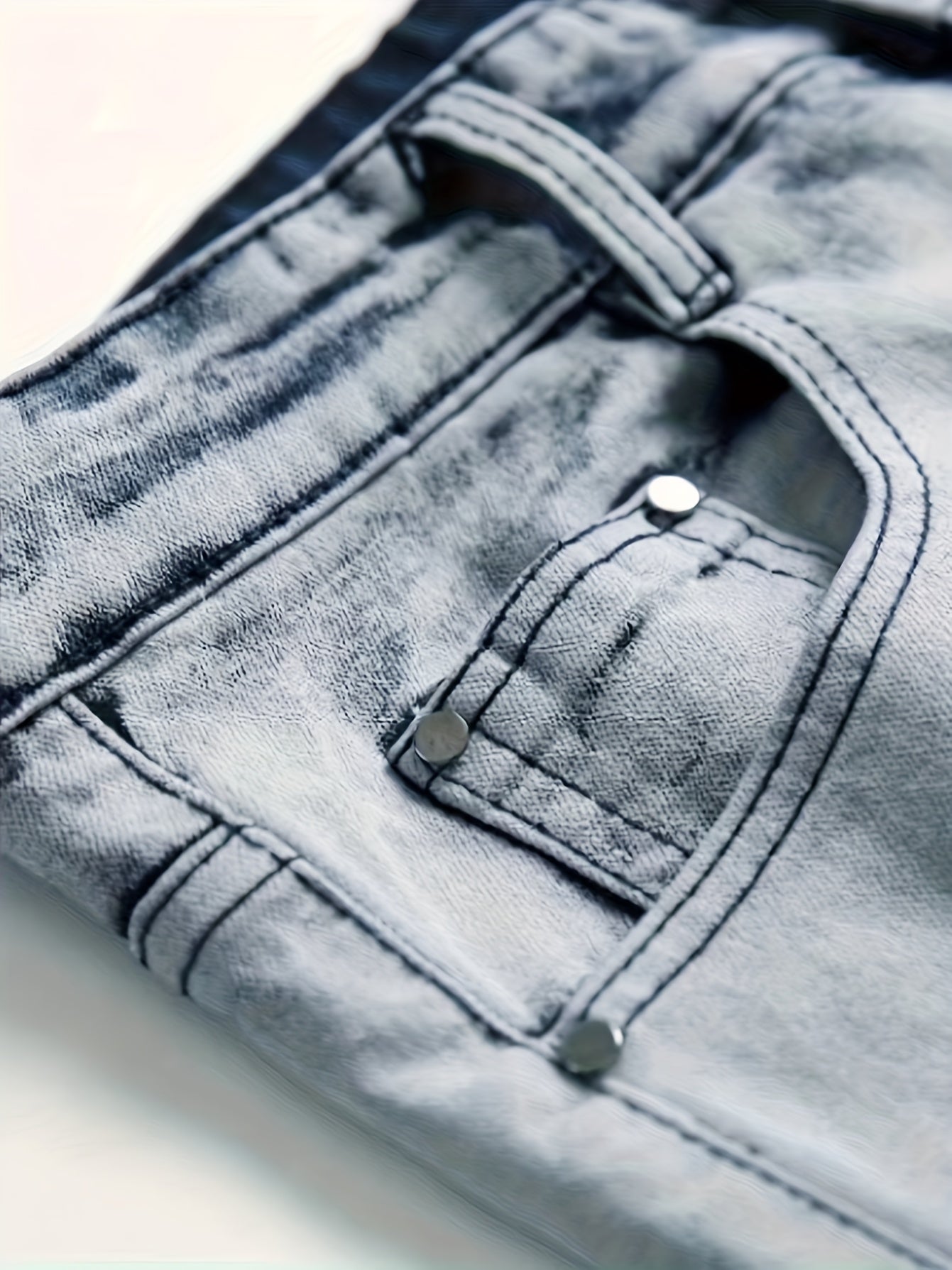 1pc Men's Fashion Skinny Jeans, Casual Ripped Denim with Contrast Wash, All-Season Regular Length, 75% Cotton 23% Polyester 2% Spandex Blend, Machine Washable, Color Block, Washable