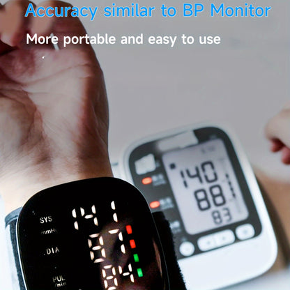 AccurateCare Wrist Blood Pressure Monitor - Rechargeable Sphygmomanometer with English Voice Broadcast, Storage Box, and Built-in Lithium Battery for Easy Monitoring at Home or On-The-Go