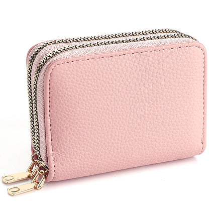 Stylish Womens Double Zipper Wallet - Compact Short Card Holder with Large Capacity, Practical Coin Purse for Everyday Use