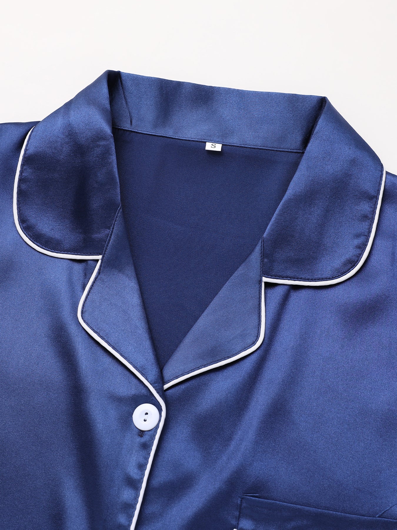 Solid Pajama Set, Long Sleeve Button Up Lapel Top & Pants Pj Set, Women's Sleepwear & Loungewear