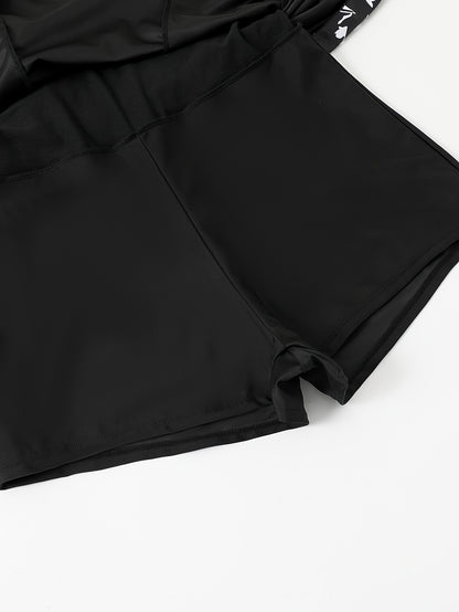 Plus Size Womens Vibrant Floral Print Tie Front V Neck One Piece Swimsuit - High Stretch, Comfortable, Vacation Essential - Polyester Knit Fabric, Random Printing, No Sheer