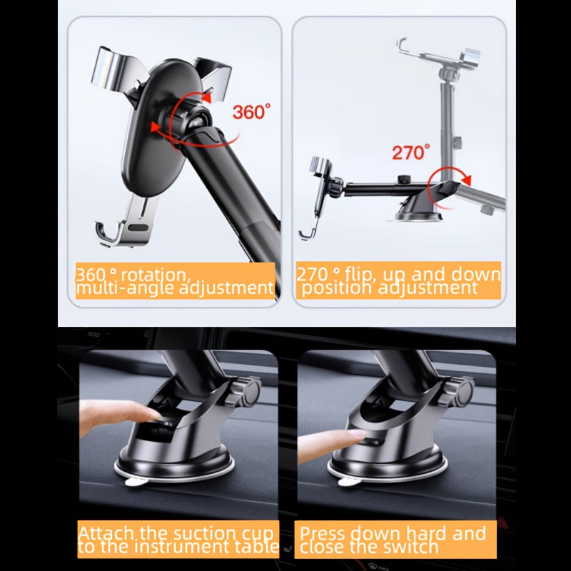 Universal Car Phone Mount - Anti-Shake Dashboard Holder for Navigation and Hands-Free Calls