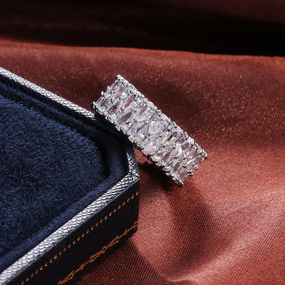 Luxurious And High-end Double-row Water Drop-shaped Zirconia Ring