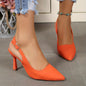 Women's Slingback High Heels, Solid Color Pointed Toe Buckle Strap Stilettos, Party & Dress Summer Shoes for Koningsdag/King's Day
