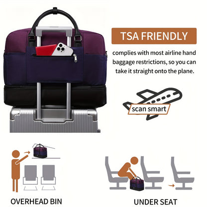 Simple Large-capcity Travel Bag Sets, Lightweight Luggage Zipper Handbag, Portable Overnight Bag With Detachable Strap Unisex Bag For Daily Use