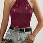 Sequined Tie Back Halter Top, Elegant Sleeveless Top For Summer, Women's Clothing