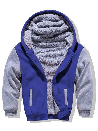 Boys Sherpa Lined Hoodie Kids Fleece Sweatshirt Full Zip Hooded Jacket