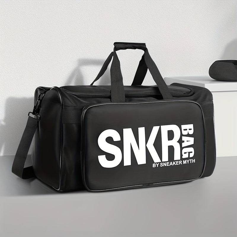 Ultra-Lightweight Sports Bag - Spacious Zippered Gym Duffel with Stylish Letter Pattern - Perfect for Basketball Training and Everyday Use