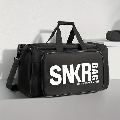 Ultra-Lightweight Sports Bag - Spacious Zippered Gym Duffel with Stylish Letter Pattern - Perfect for Basketball Training and Everyday Use